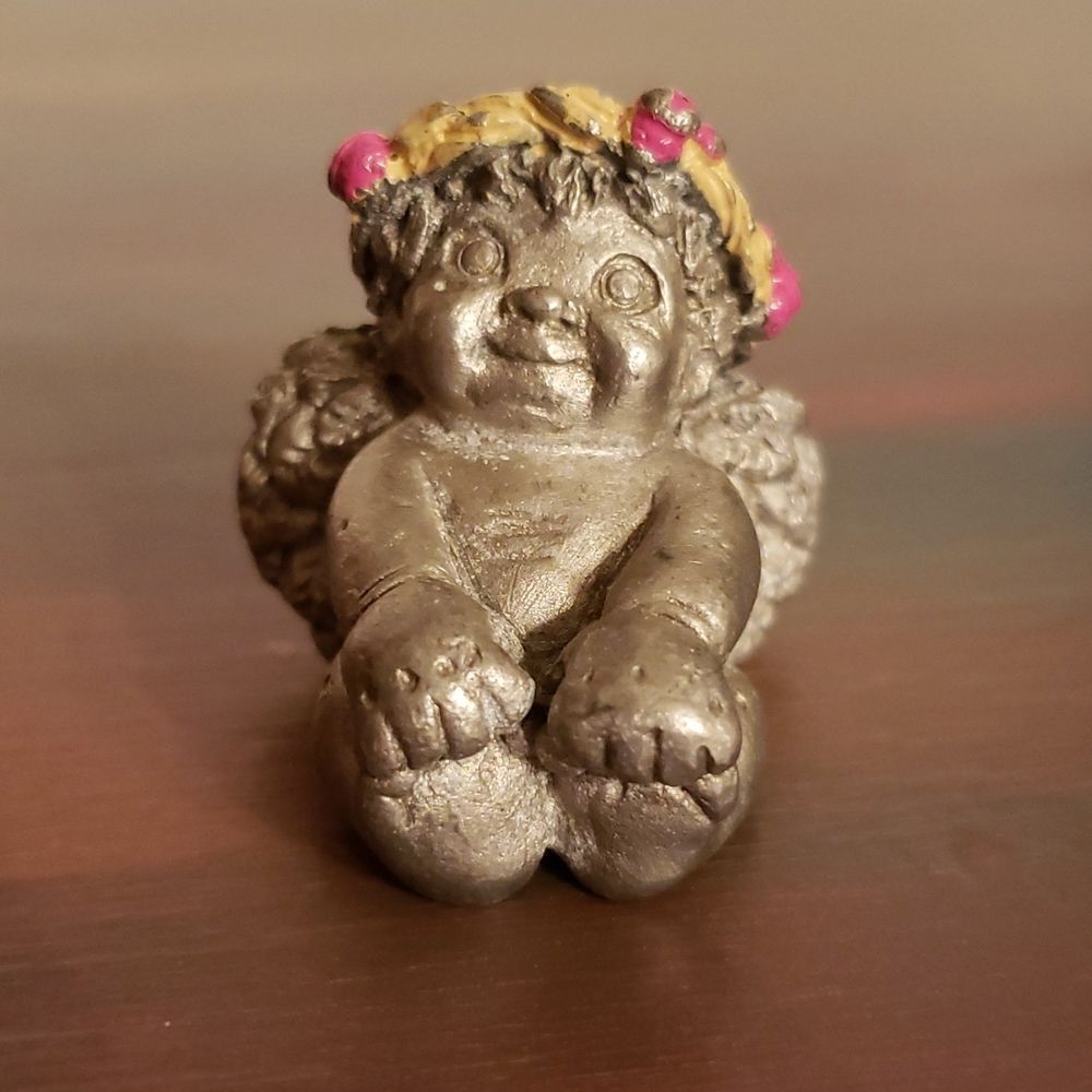 Vintage Spoontiques Sitting Cherub Small Pewter Figurine (3800)